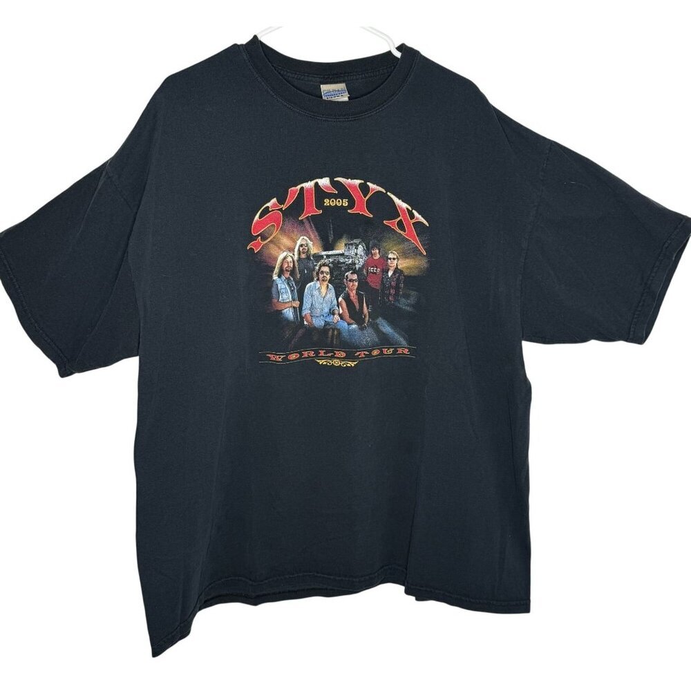 Styx 2005 World Tour Black Graphic T-Shirt 2XL Gildan Ultra Cotton Heavyweight